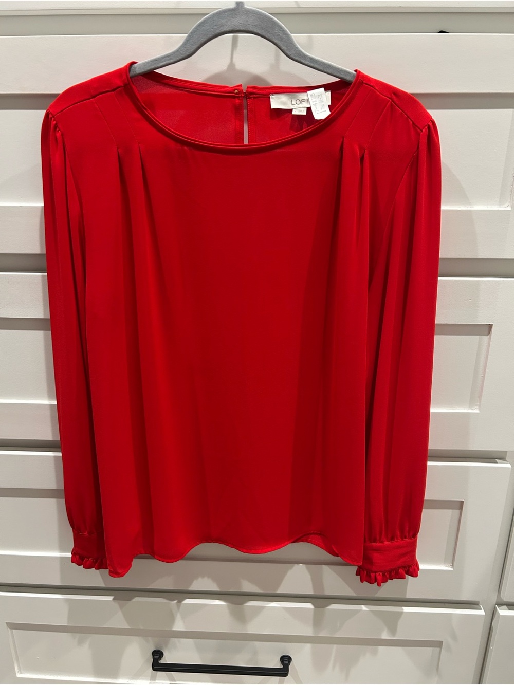 Women’s red LOFT long sleeve blouse